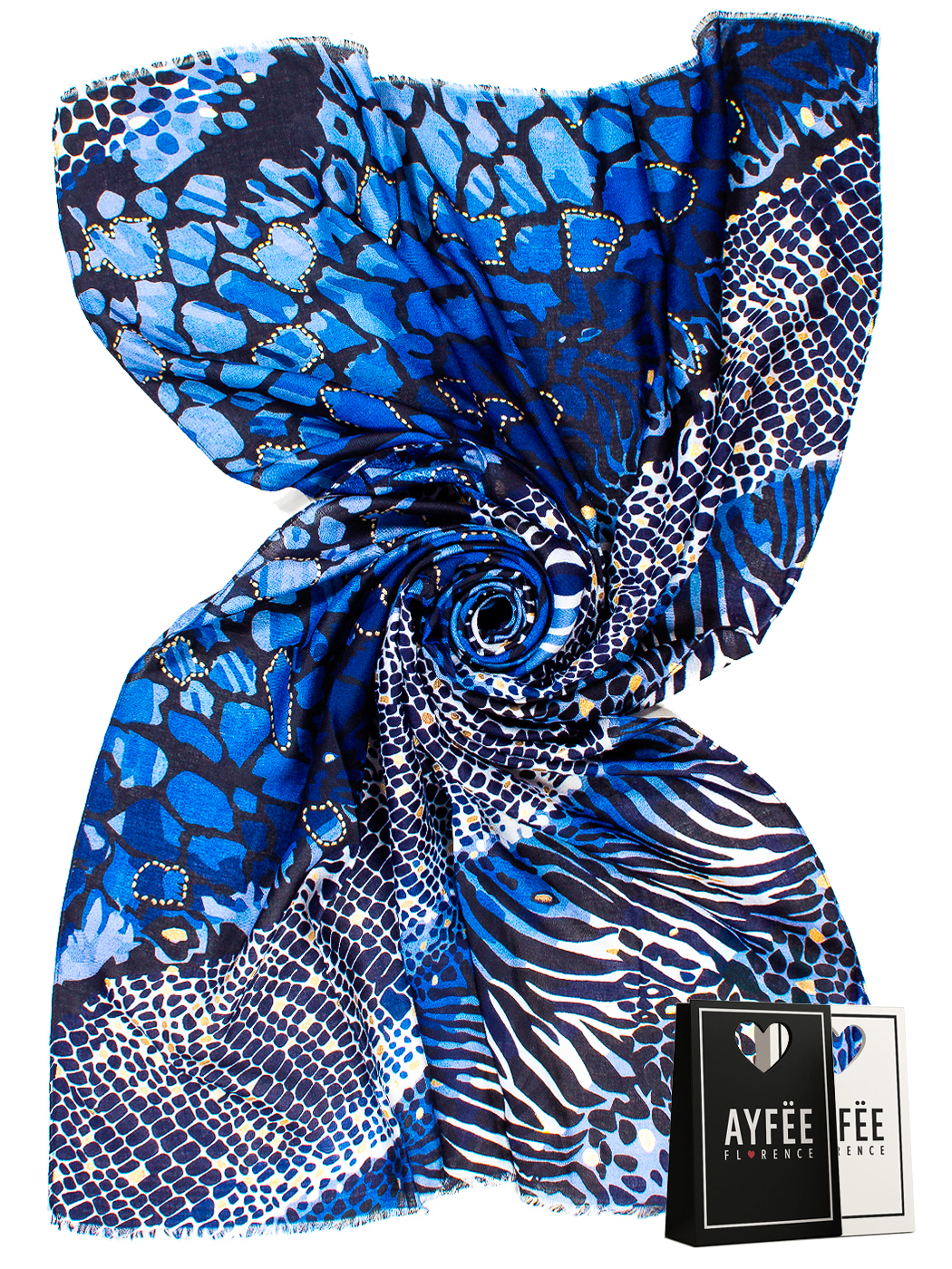 STOLA STAMPA GIRAFFA CON GLITTER CM 85X180 100%VI MADE IN PRC 